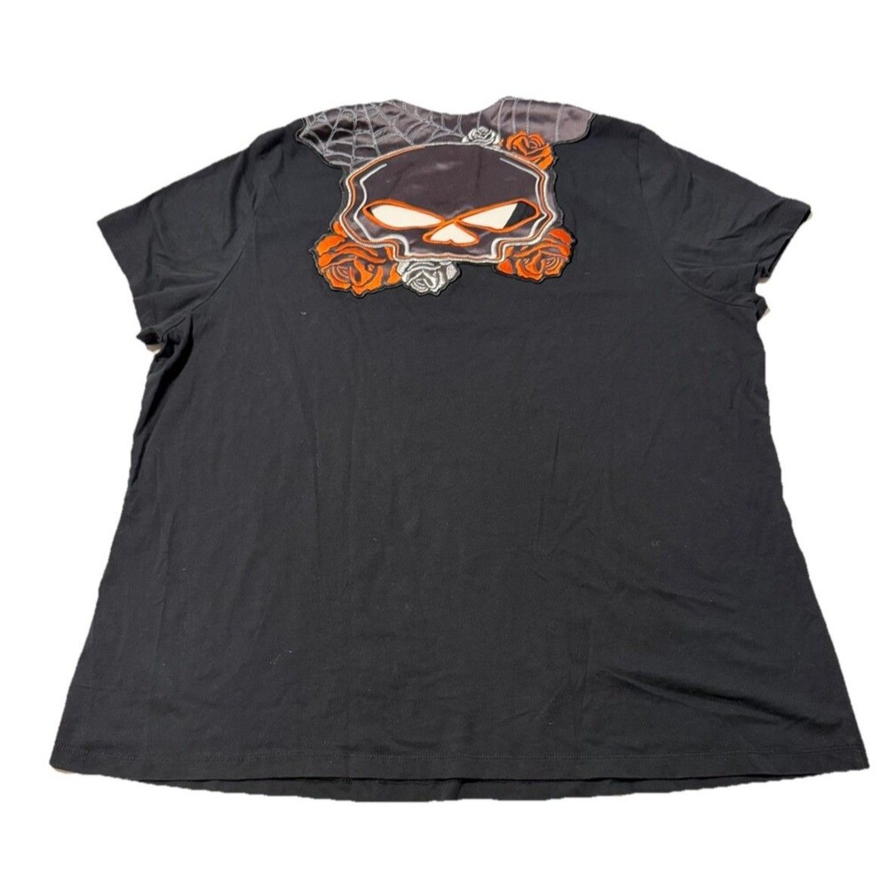 Harley-Davidson Cut-out Skull Halloween Shirt Women's Size 2X Black